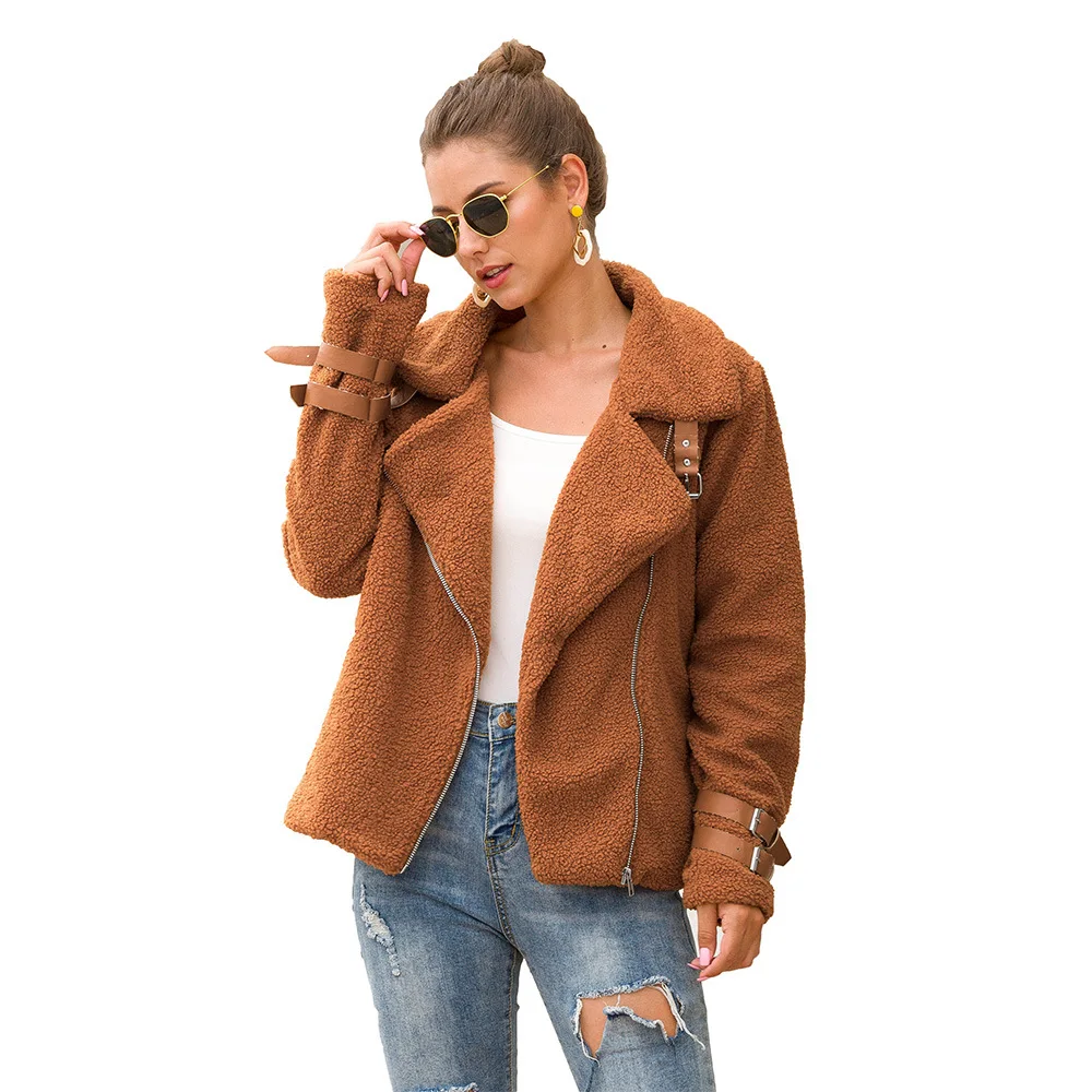 

Faux Fur Coat Women Autumn Winter Fluffy Teddy Jacket Coat Plus Size Long Sleeve Outerwear Turn Down Short Coat Female