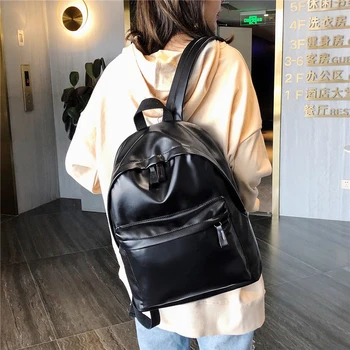 

Fashion Backpack Pu Leather Women Backpack 15.6 Inch Laptop Rucksack New School Bag Teenager High Capacity Mochilas Female