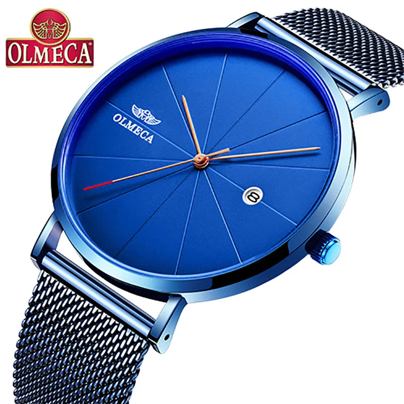 Günstige Top Marke OLMECA Quarzuhr Relogio Masculino Mode Kalender Datum Armbanduhr 3ATM Wasserdichte Military Armee Uhren Für Männer