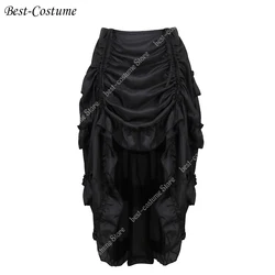 Steampunk Corset Skirt Women Pirate Skirt High-Low Ruffle Hem Vintage Corset Dress Plus Size  Black