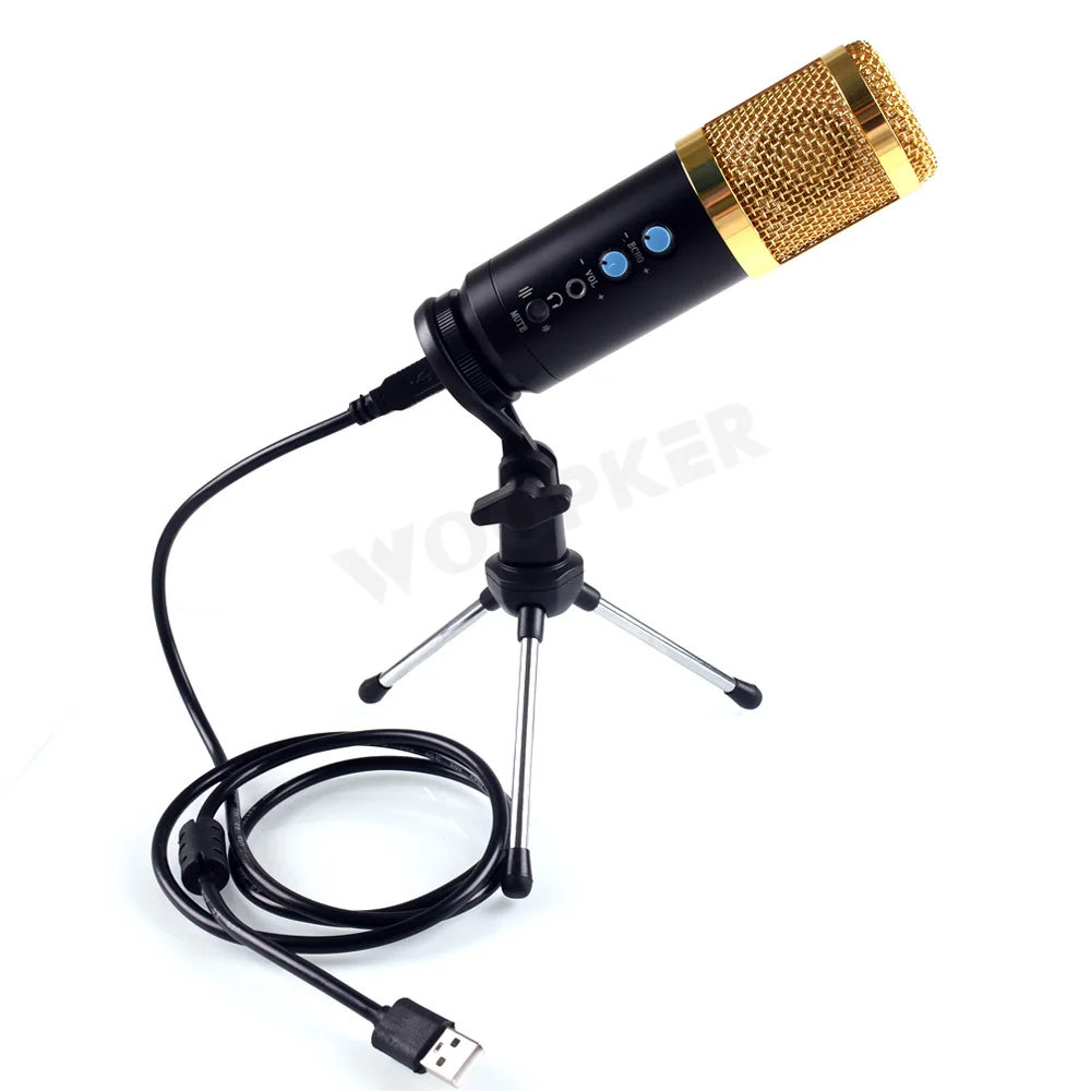 Microfono a condensatore per computer con treppiede, microfono USB per studio karaoke per kit di registrazione di giochi su YouTube_voghion.com