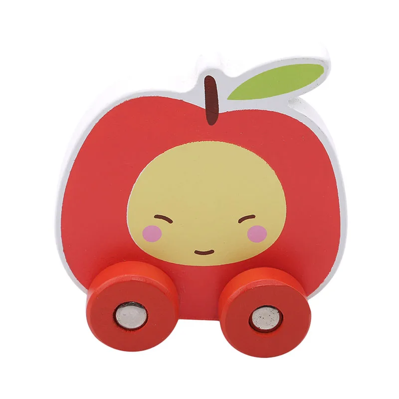 Cute Baby Wooden Toys Mini Block Fruit Car Blocks Apple/Peach/Banana/Pear Small Size Cartoon Toy For Children Kids Gift | Игрушки и