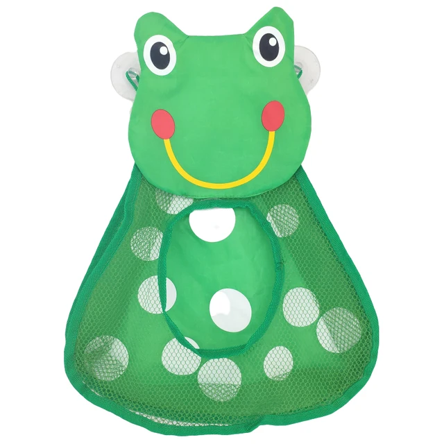 Baby Bath Toys Cute Duck Frog Mesh Net Toy Storage Bag Strong Suction Cups Bath Game Bag Bathroom Organizer Water Toys for Kids Frog