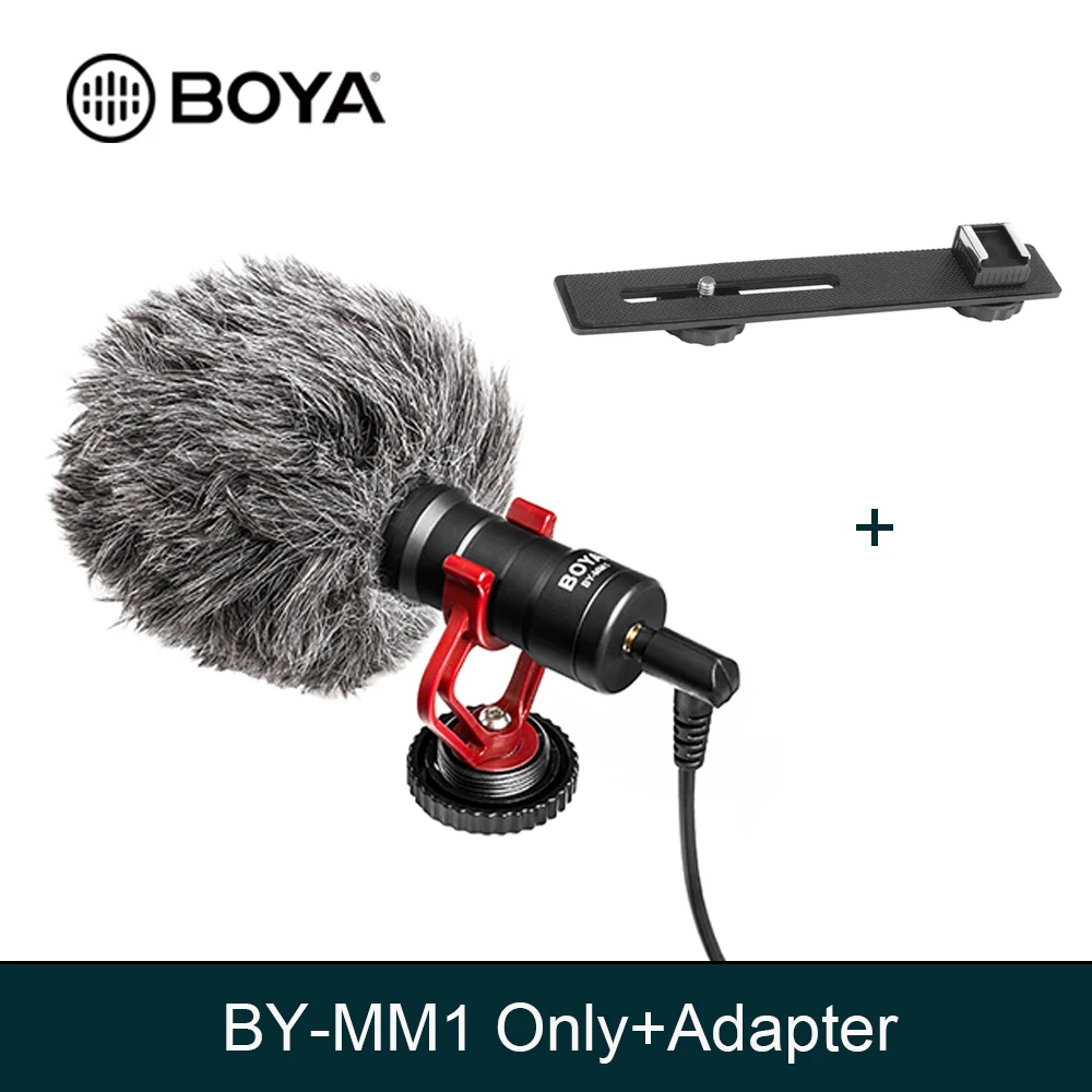 BOYA BY-MM1 кардиоидный микрофон для смартфона DJI Osmo Nikon Canon DSLR Youtube Vlogging запись 3,5 мм аудио кабель - Цвет: with Adapter