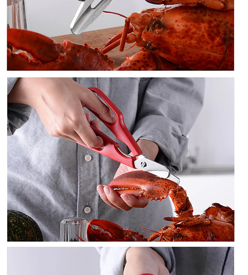 Seafood Scissors Lobster Fish Shrimp Crab Seafood Scissors Cut Shell Kitchen Tool Fish Knife Pliers Pliers Scissors Accessories