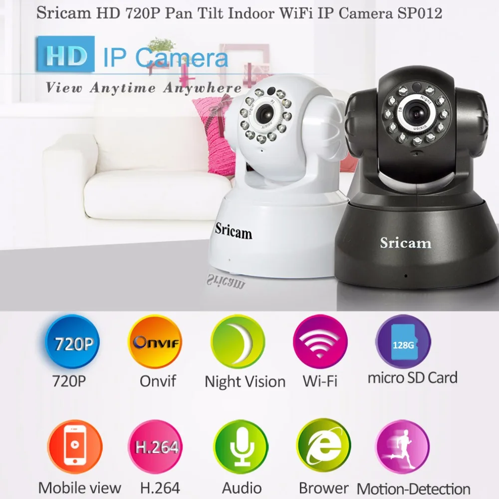 

Sricam Motion Detection Alarm Camera Network Wireless IP Camera Home Security Monitoring Support night vision Sp012 EU Plug