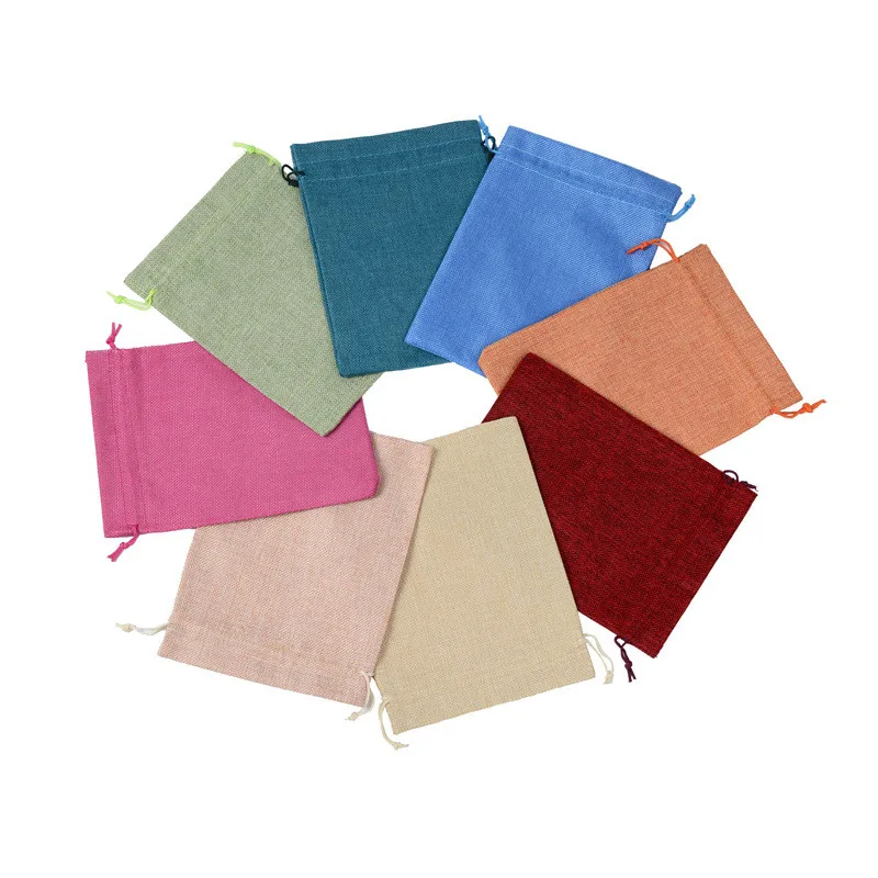

17x23cm Jute Gift Bag DIY Craft Jewelry Pouches Natural Burlap Drawstring Bag Party Favors Packaging Pouches