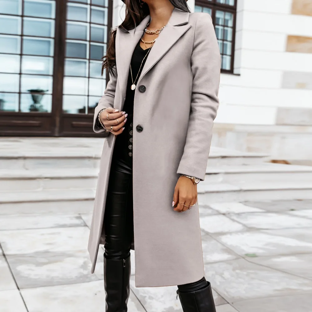 Jodimitty 2020 UK Style Women Long Coat Plus Size Autumn Winter Classic Long Coat Turn Down Collar Trench Coat Robe Outerwear