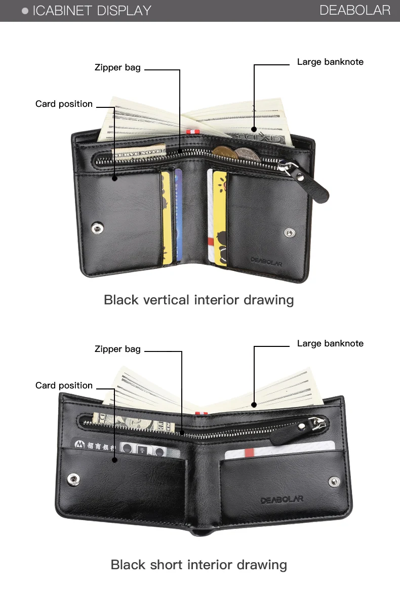 DEABOLAR, бренд, модный мужской кожаный бизнес-кошелек с застежкой, тонкие мини-кошельки, кошельки с карманом для монет на молнии для мужчин