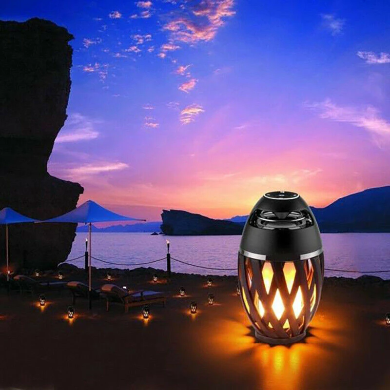 LED Flame Atmosphere Lamp Light Bluetooth Speaker Portable Wireless HD Stereo Speaker With Music Bulb Outdoor Camping Woofer best pc speakers