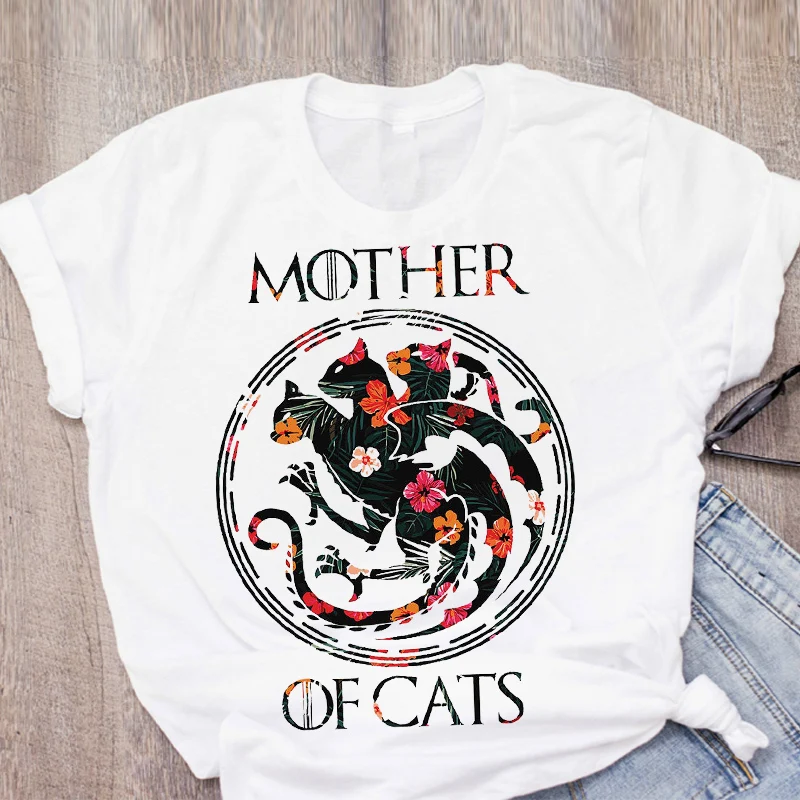 Женская футболка с коротким рукавом и цветочным принтом для мамы, кошки, питомца, модная летняя женская одежда, топы, футболки, женские футболки|Футболки|   | АлиЭкспресс