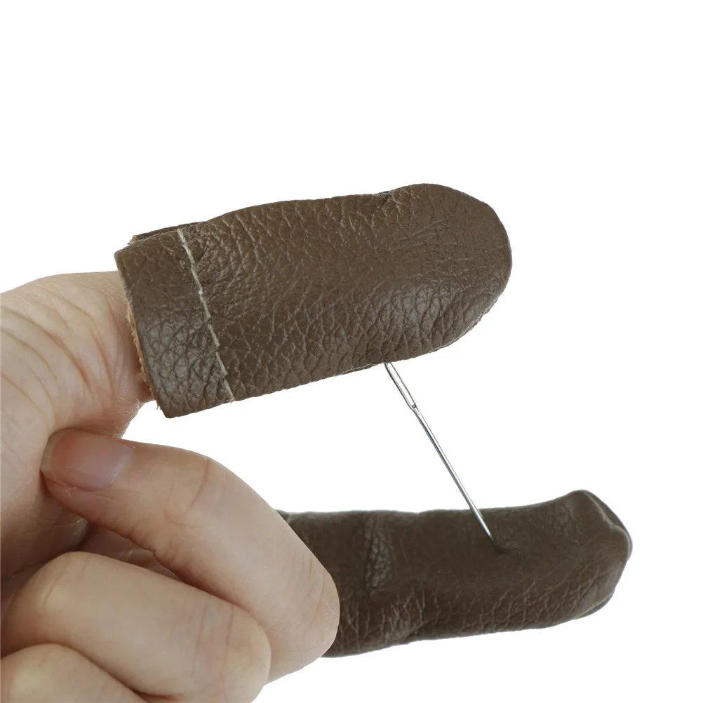New 1Set Finger Protector Durable Thumb Index Thimble Leather Needle Felting Guard Hand Craft Embroidery Needlework Accessory