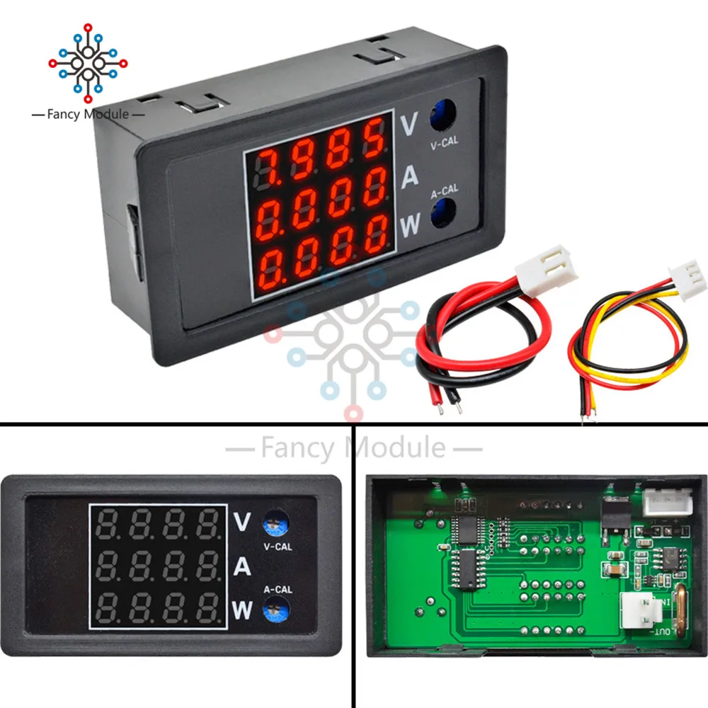 

High Precision Tester 100V 10A 1000W 0.28" 4 Digital LED Voltmeter Ammeter Watt Meter Voltage Amp Power Rate Detector with Wires