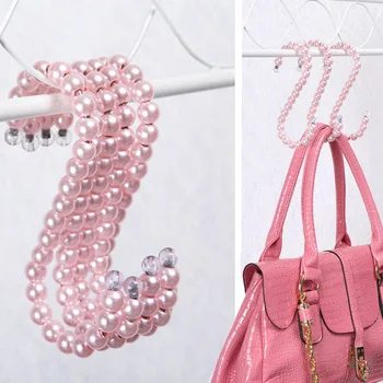 

5pcs/lot 16cm bag hook hanger plastic pearl bag hanger Fashion women bag clip White black angel S-shaped hook