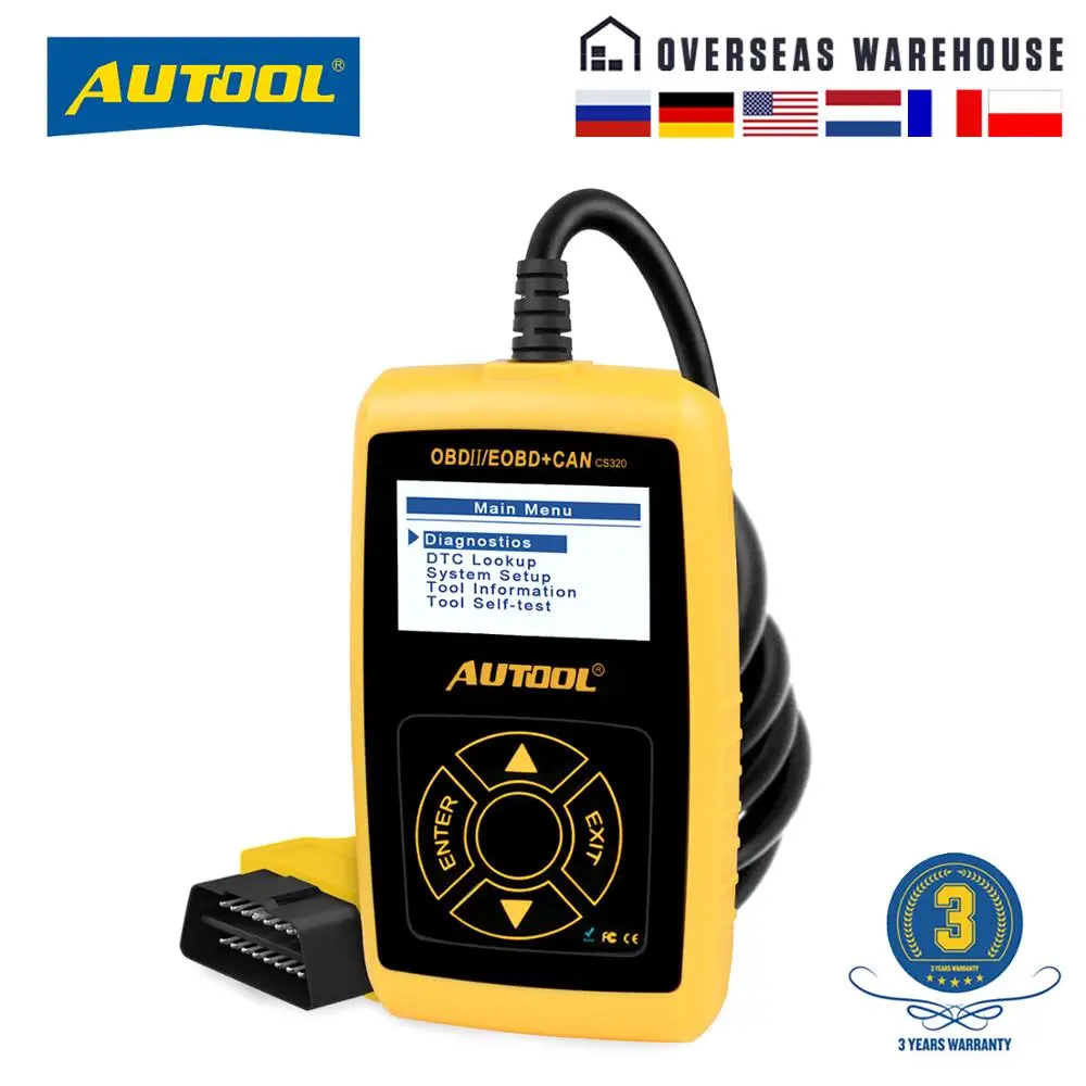 AUTOOL CS320 OBD2 сканер автомобильный считыватель кодов CANBUS цифровой диагностический