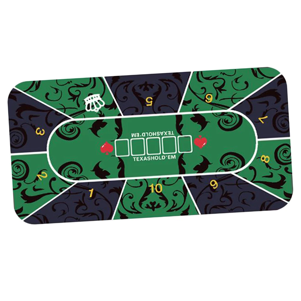 Folding Poker Table Top Mat Professional Texas Portable Rubber Foam Poker Table Layout Gambling Players Game Layout Green