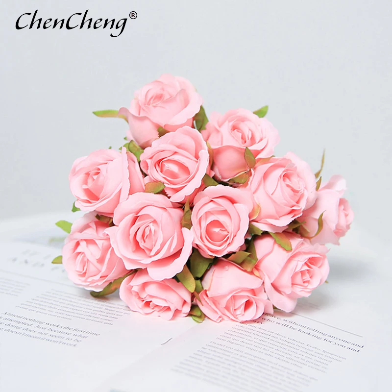 CHENCHENG искусственный букет роз 12 шт./лот 26 см цветок для гостиной Свадебный декор