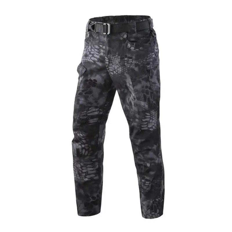 Мультикам камуфляж Militar тактические штаны армейская военная форма брюки лягушка Пейнтбол боевые брюки карго с наколенниками - Цвет: black camouflage