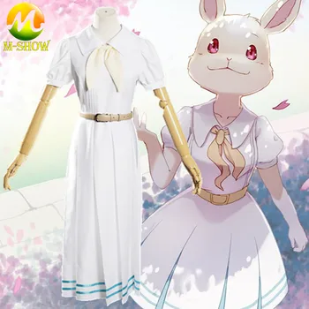 

2020 Anime Cos BEASTARS Cosplay Costume Rabbit Haru Cosplay Dress for Women School Uniform for Girls White Cute Dress