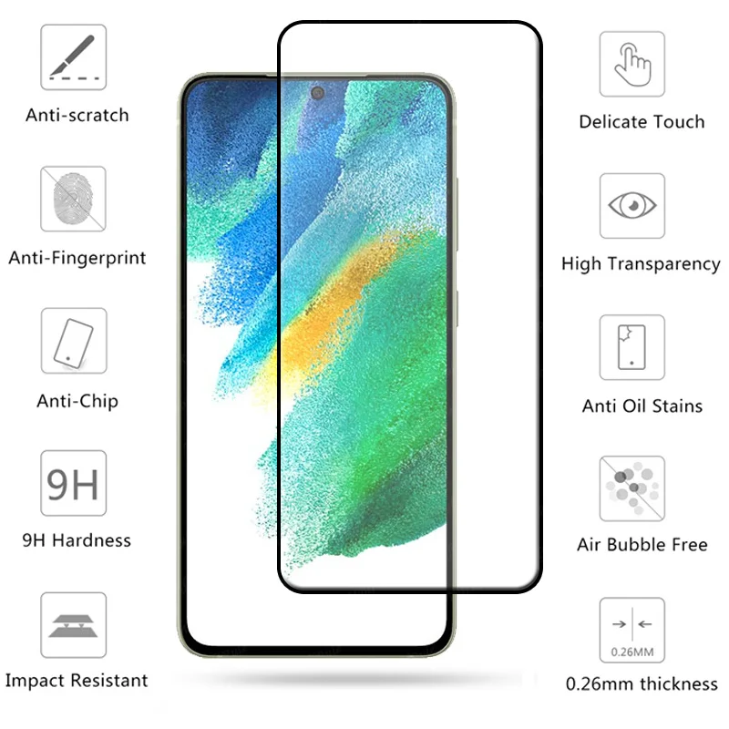 glass cover mobile Full Cover Glass For Samsung Galaxy S21 FE Glass For Samsung S21 FE Tempered Glass Screen Protector For Samsung S21 FE Len Glass mobile screen guard
