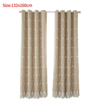

2pcs Soft Thick Solid Blackout Curtains Kitchen Home Hotel Elegant Window Double Layers Embroidered Flower Modern Living Room