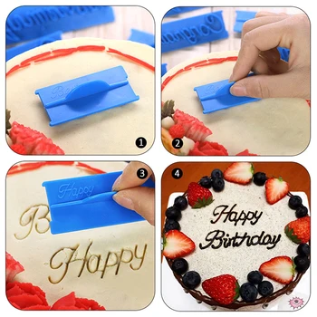 

Alphabet Letter Number Cookie Press Stamp Embosser Cutter Fondant Mould Cake Baking Molds Tools happy birthday Biscuit mold