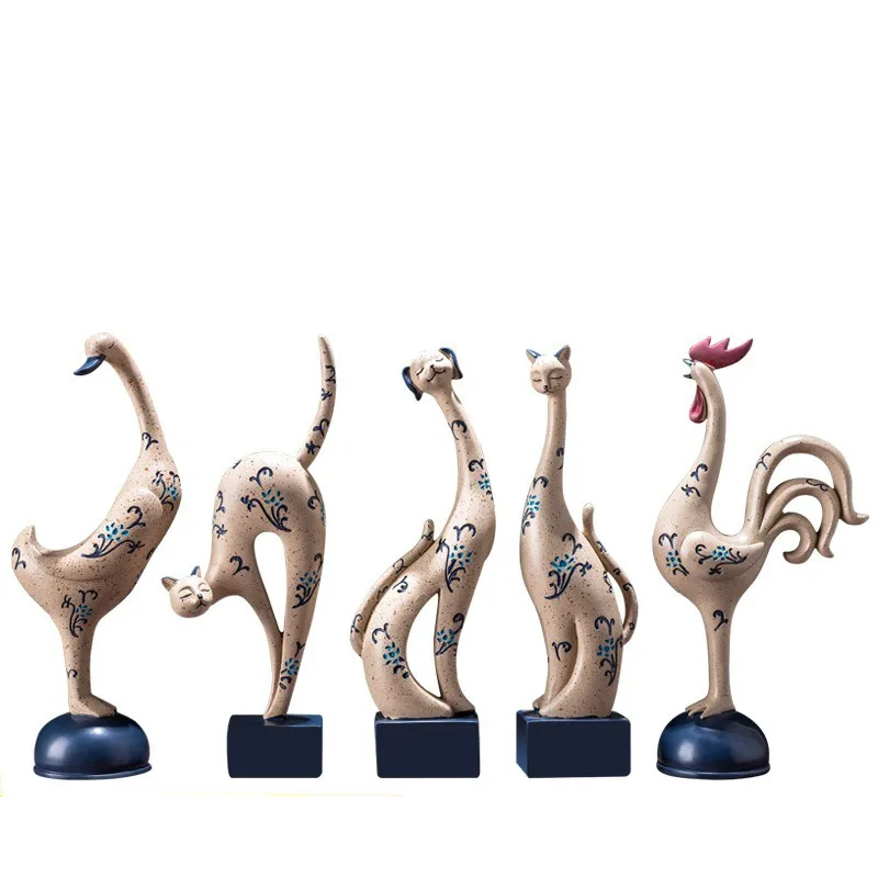 Set Modern Creativity Elephant Statue Home Office Decoration Sculpture