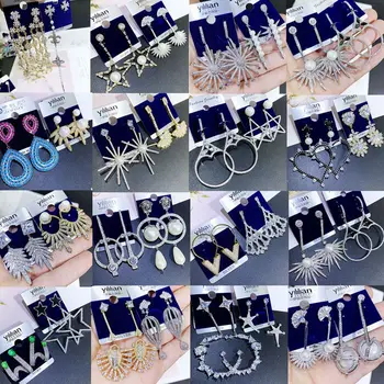 

30 Pairs/lot luxury fashion women crystal style earring lot top quality zircon women wedding earring wholesale 200731-71