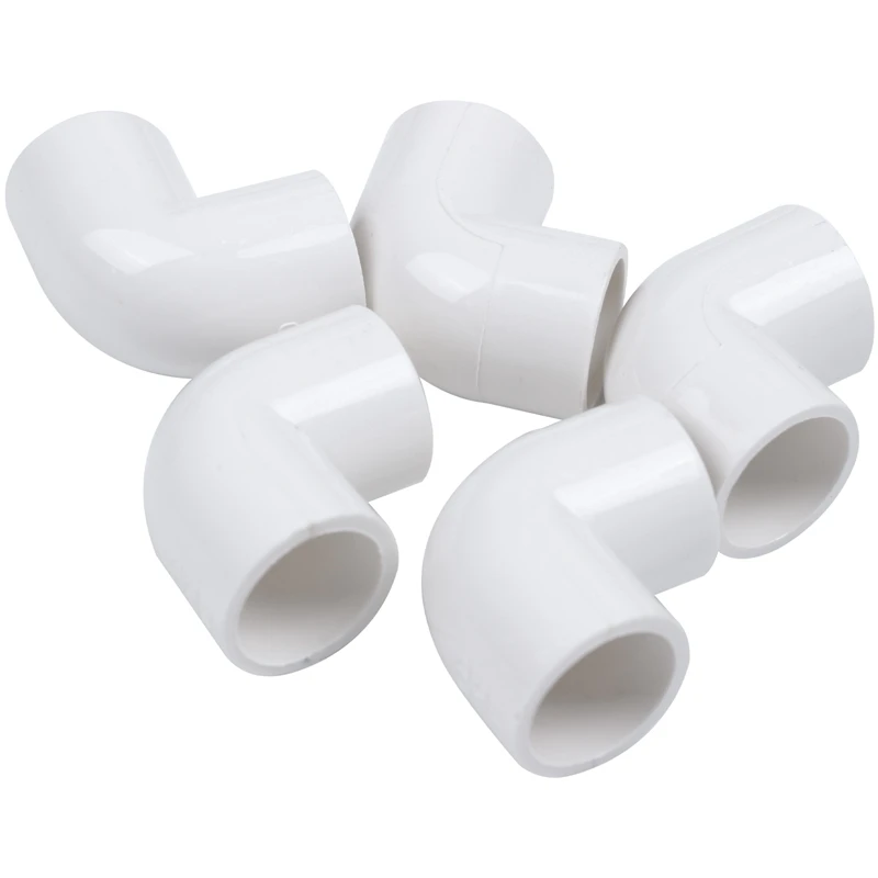 ABSF 5 개 직경 20mm 90 각도 팔꿈치 PVC 파이프 피팅 어댑터 커넥터 흰색