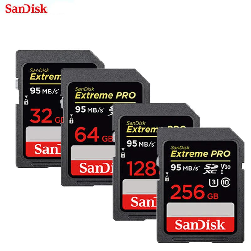 

100% Original SanDisk Extreme PRO 256GB 128GB 64GB 32GB SD SDHC SDXC UHS-I C10 95MB/s High Speed Memory Card U3 For Camera