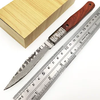 

Tactical Folding Knife Damascus Blade Wood Handle Survival Pocket Knives Outdoor Hunting Camping Combat Diving Multi EDC Tools