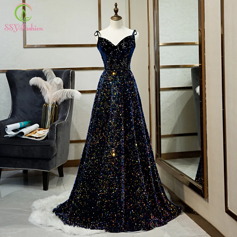 Женское платье для выпускного SSYFashion роскошное тонкое с V образным вырезом и