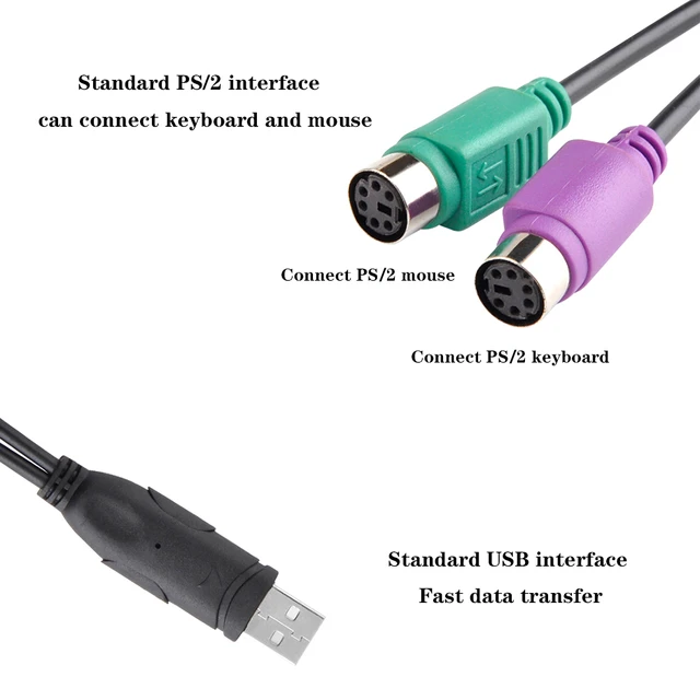 PS/2 Male to USB Female Keyboard Mouse Adapter-For Cable Lead-PS2