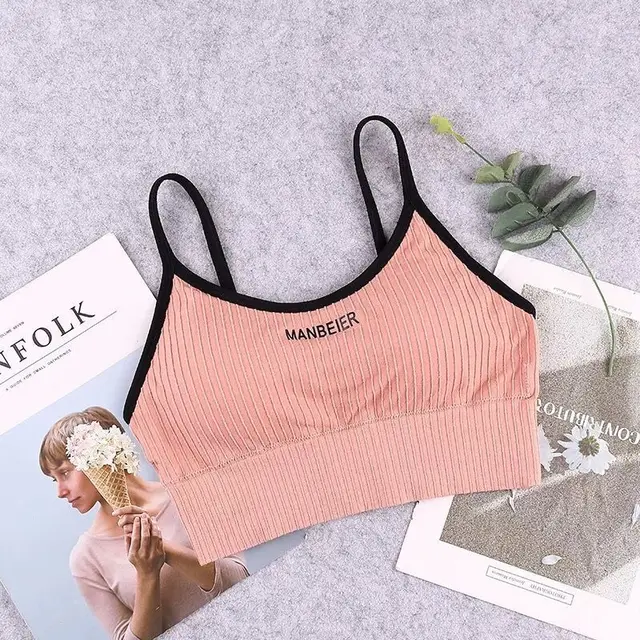 New Sports Bra For Women Gym Sexy Crop Top Bra Women Cotton Underwear Soft Comfort Tube Tops Female Brassiere Tops For Girls Watermelon Red