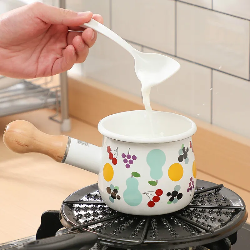 

JAPAN Nonstick Enamel Milk Pot Pan Practical Butter Coffee Warmer Small Milk Pot Kitchen Cooking Pot Noodle Baby Food Handmade