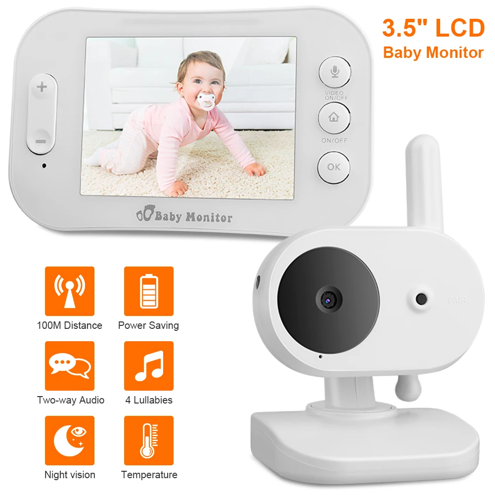 

3.5 Inch Portable LCD Color Wireless Video and Audio Baby Monitor Night Camera Two Way Radio Temperature Detection