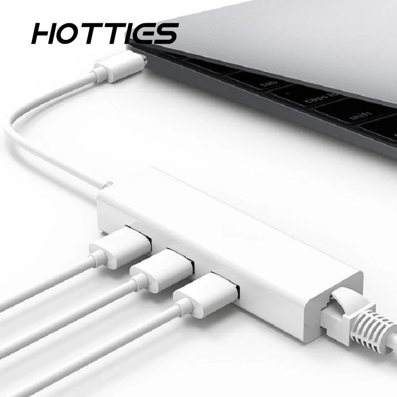 Hot New USB 3.1 Type C USB-C Multiple 3 Ports Hub with Ethernet Network LAN Adapter Eletronic Hot