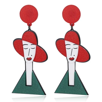 

YAOLOGE 2019 Korean Fashion Long Cartoon Girl Personality Long big Earrings New Acrylic earring For women Gift Party Wedding