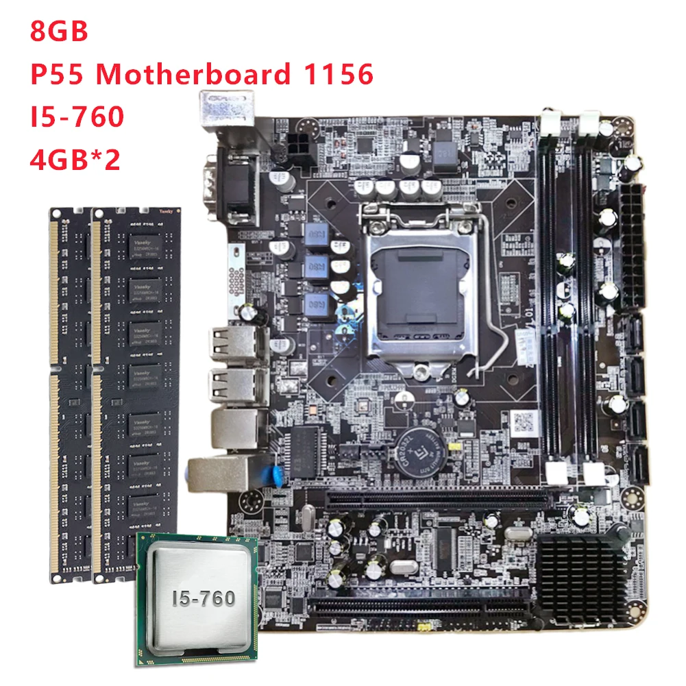 P55 LGA 1156 микро материнская плата с I5 760 для Intel 2x4 ГБ = 8 ГБ DDR3 двухканальная память 1600 МГц высокопроизводительный набор