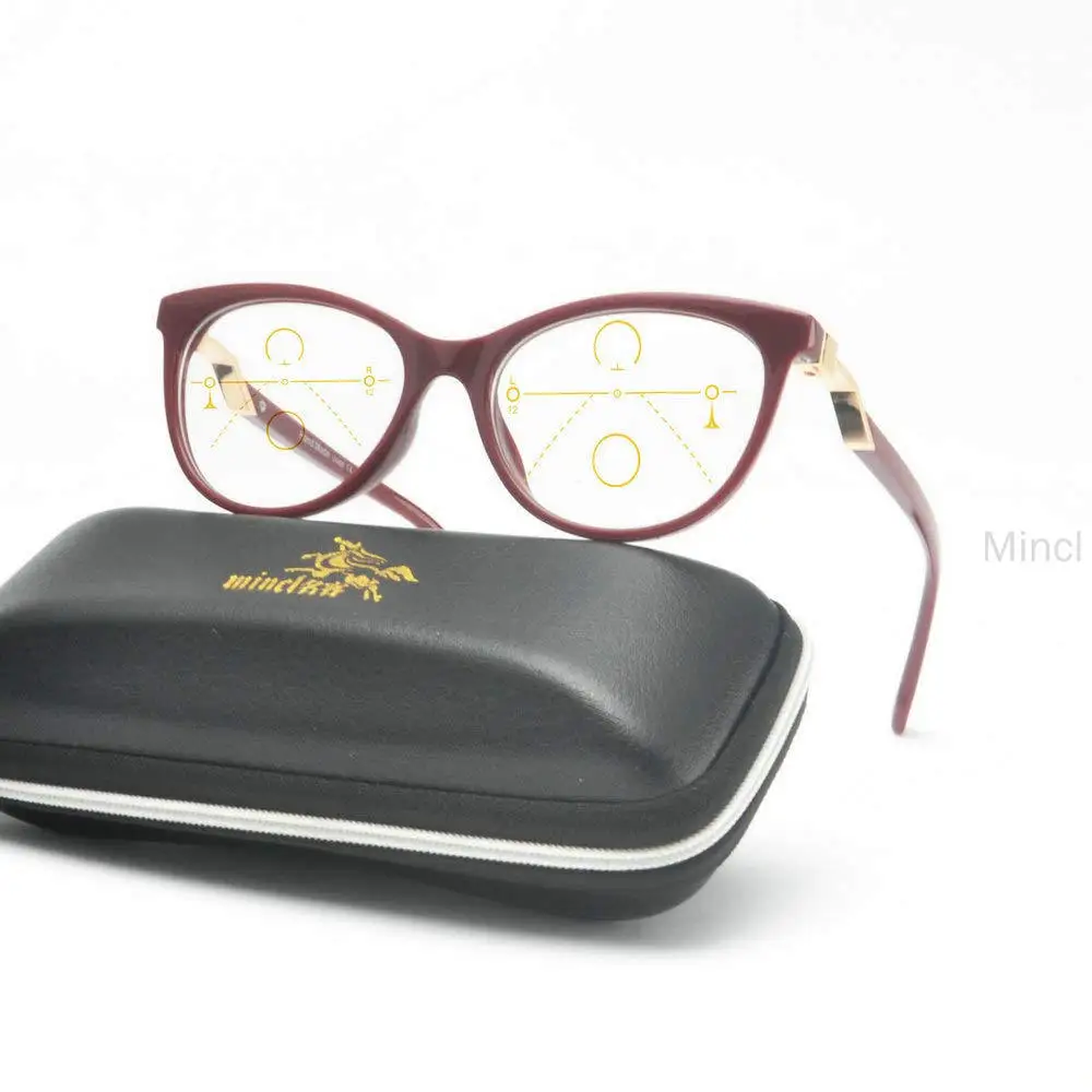 

2019 Photochromic Progressive Multi-Focus Reading Glasses Female Male Reader Dual Focus Glasses case UV400 with box F