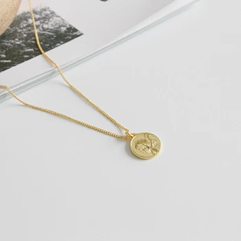 

JAECLNCY 925 Sterling Silver Necklace Cupid Angel Necklace For Women 18k Gold Necklace Round Card Fine Jewelry Wedding Party