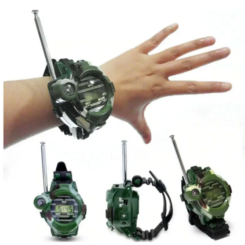 Walkie-talkie 7 en 1, 2 uds., reloj del ejército, juego de interfono