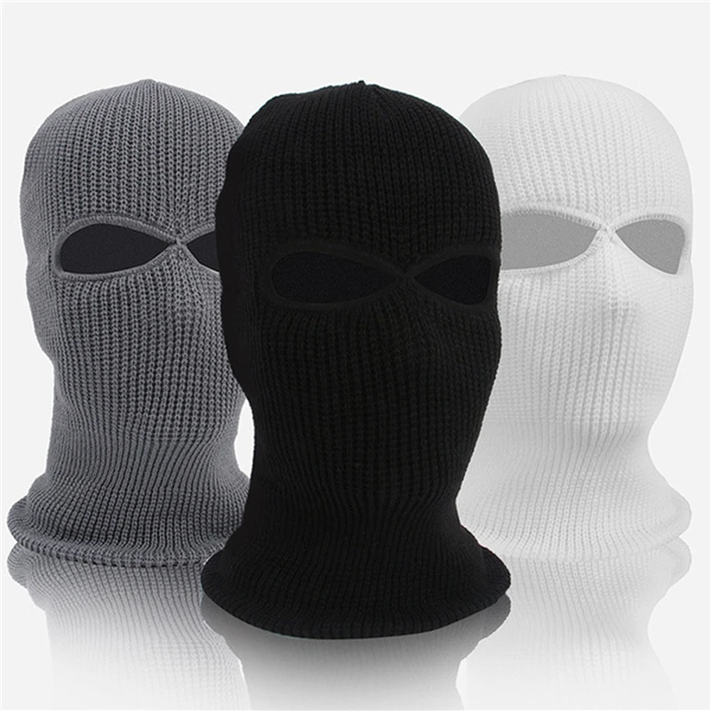 Invierno protector para todo el rostro Balaclava máscara 2 Agujero de máscara de esquí ejército táctico CS de esquí de invierno ciclismo máscaras gorro bufanda cálido gorro para la cara