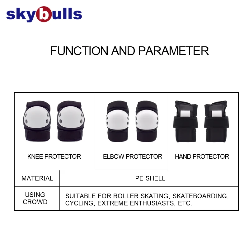 Baratos Skybulls niños rodilleras coderas protectores de muñeca al aire libre 6 uds equipo de protección para Multi deportes Skateboard rodillo en línea