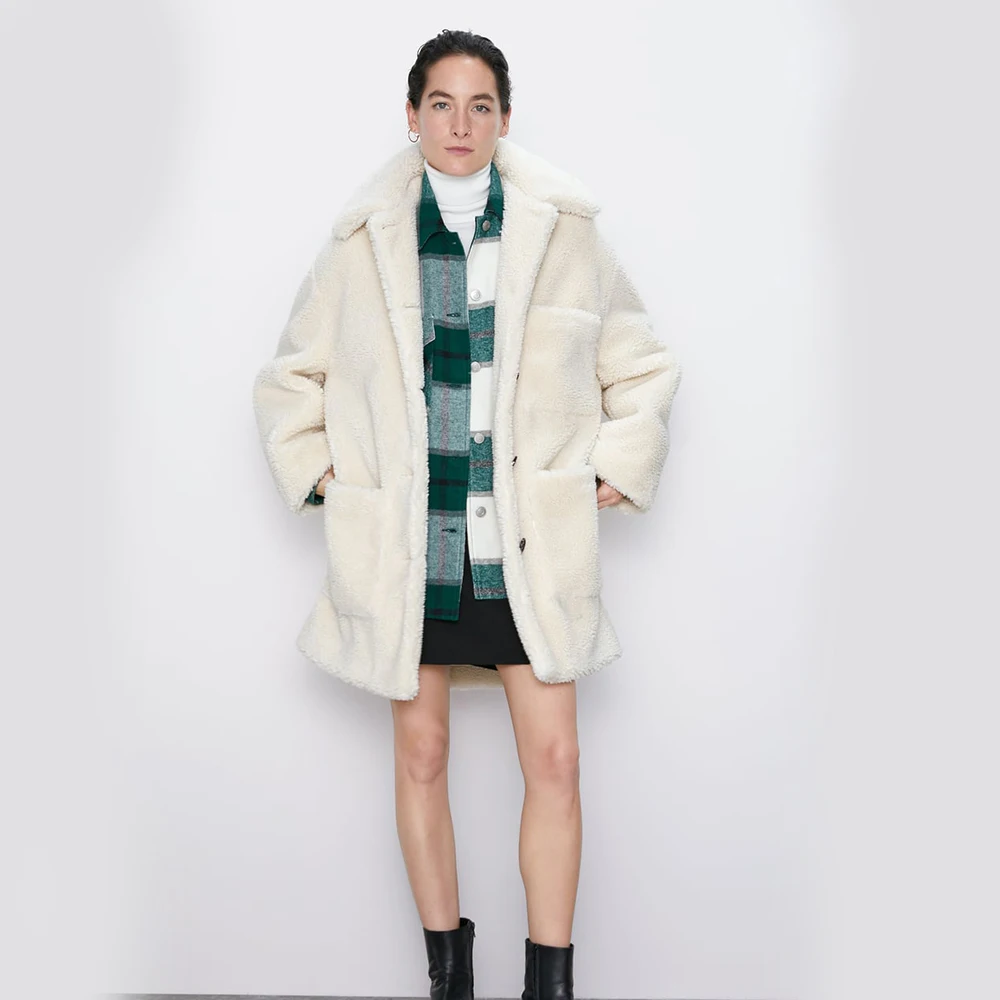 ZA шерстяное пальто мода свободное шерстяное пальто Модная зимняя новая английская элегантная женская одежда повседневное Свободное пальто вечерние Подарочный Топ