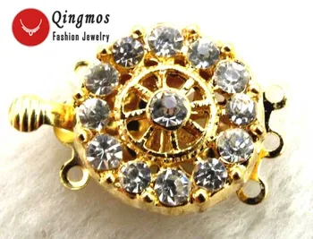 

Qingmos 16mm Yellow Round Three Strings Clasp Accessories for Jewelry with Synthetical Crystal Clasp gp90