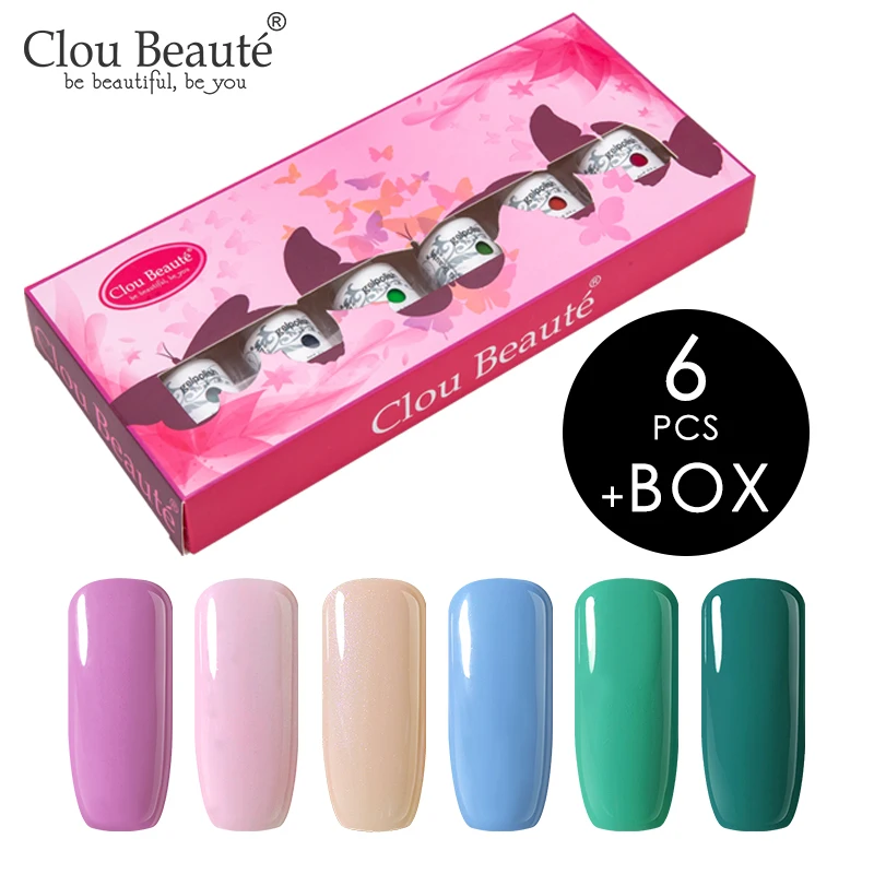 Clou Beaute Гель-лак подарочный набор! полупостоянная гель uv Vernis светодиодный гель лак для ногтей Лаки Гибридный био-Гели Soak Off Гель-лак лаков для ногтей Краски - Цвет: ZH19-6pcs(gift box)