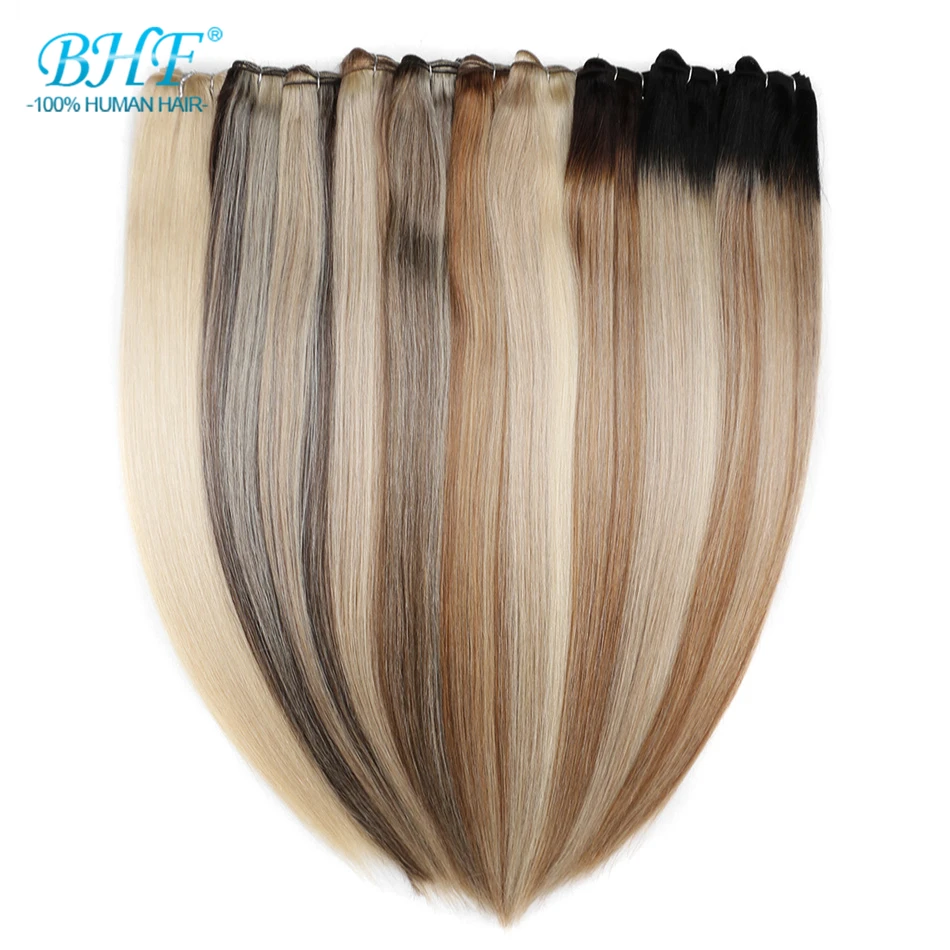 

BHF Straight 100% Human Hair Weaving Machine Made Remy Natural Human Hair Weft 18inch to 26inch long