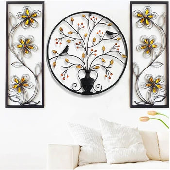 

Modern 3d Wall Plaque Metal Wall Frame Living Room Picture Frame Iron Bird Tree Home for Home Bar Round 5664345