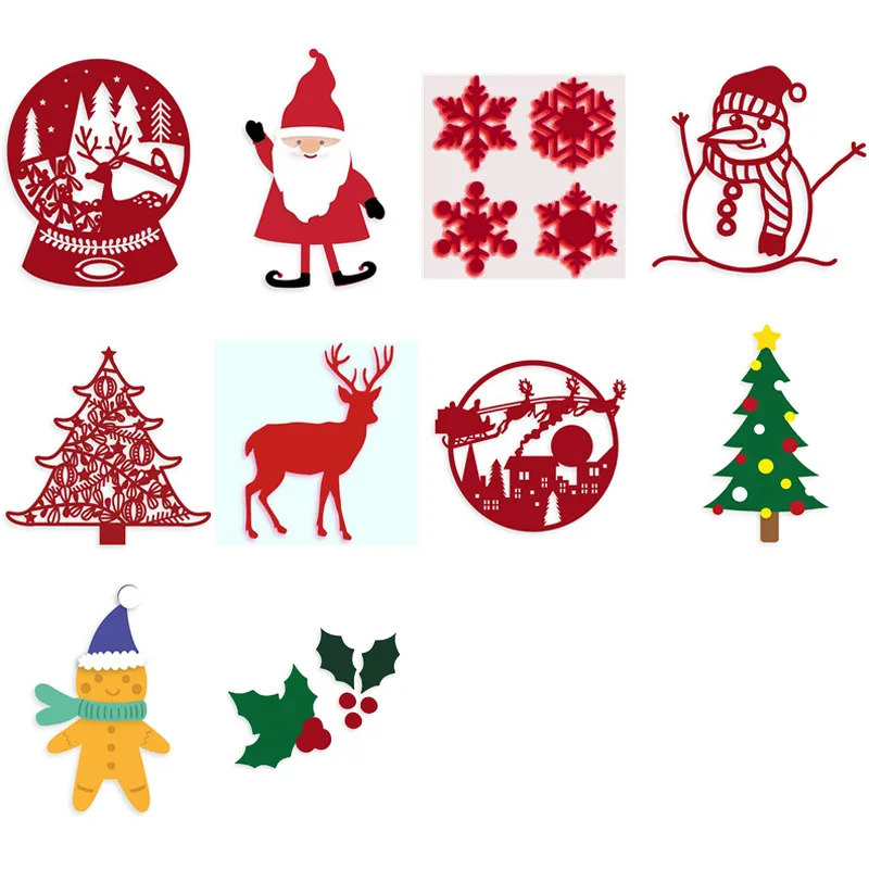 

Hot Sale Winter Christmas Set Snowflake Elk Holly Tree Metal Cutting Dies Scrapbooking Paper DIY Cards Crafts Embossing Die Cuts